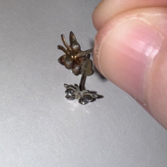 8.52mm Clear Butterfly Cz And Sterling Post Earrings - Picture 14 of 15